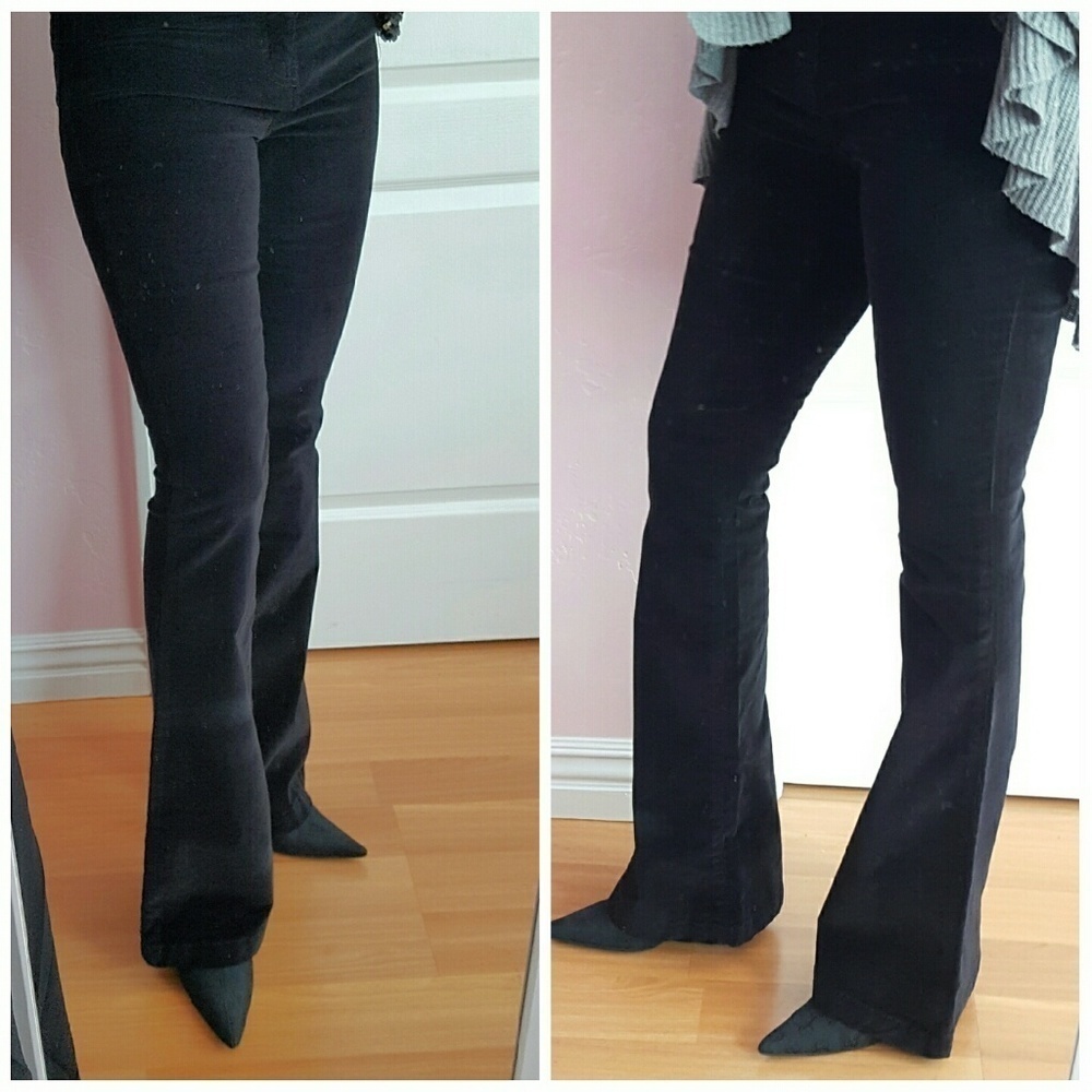 Wild Pearl Flare Leg Corduroy Pants Black Waist 26